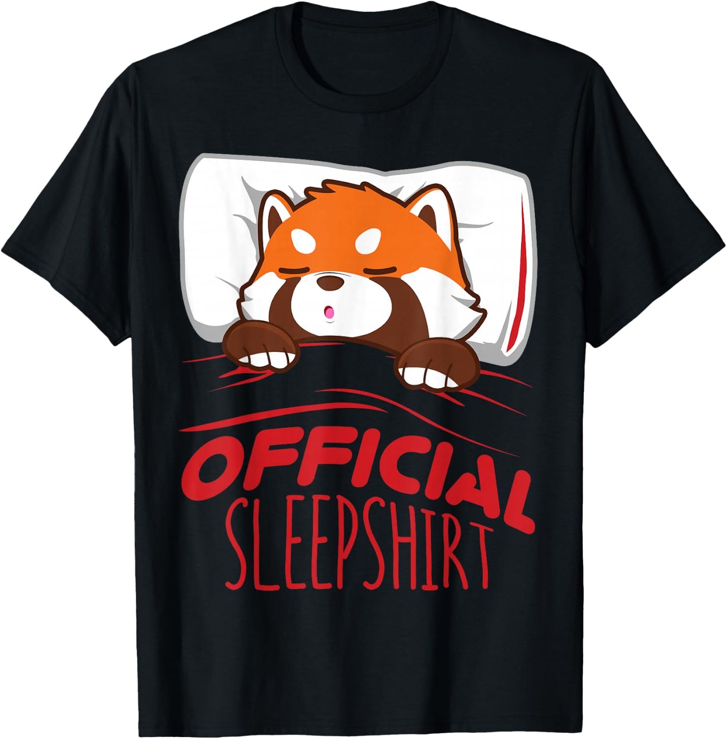 Official Sleepshirt Red Panda Sleeping T-Shirt - T-Shirt | Black
