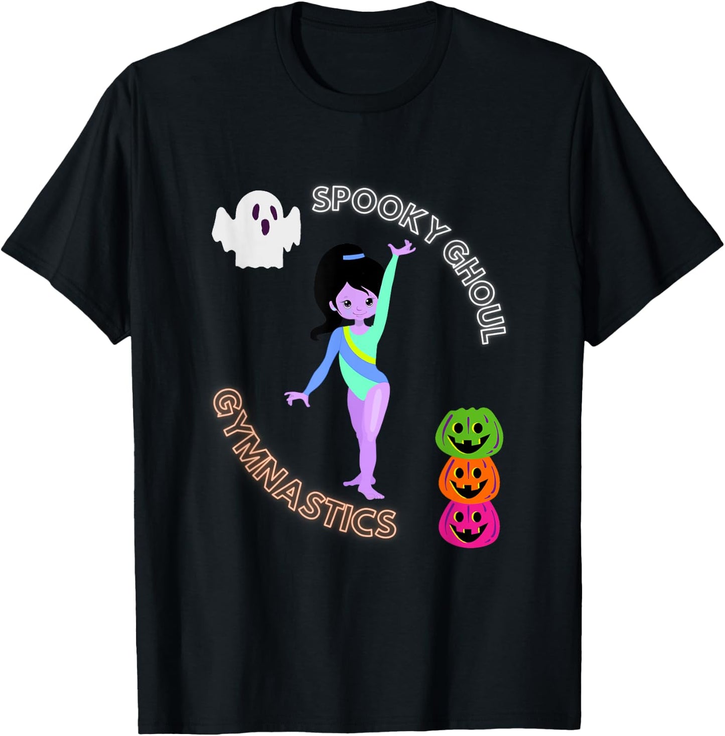Spooky Ghoul Gymnastics Halloween Gymnast Pumpkin T-Shirt - T-Shirt | Black