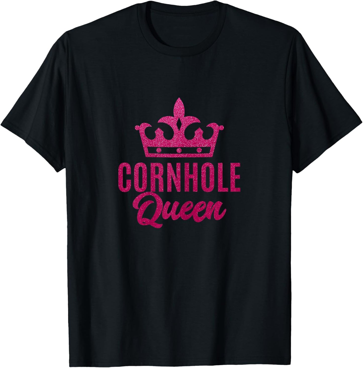Cornhole Queen | Pink Funny Corn Hole Game Gift T-Shirt - T-Shirt | Black