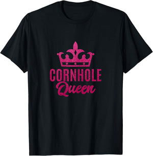 Cornhole Queen | Pink Funny Corn Hole Game Gift T-Shirt - T-Shirt | Black