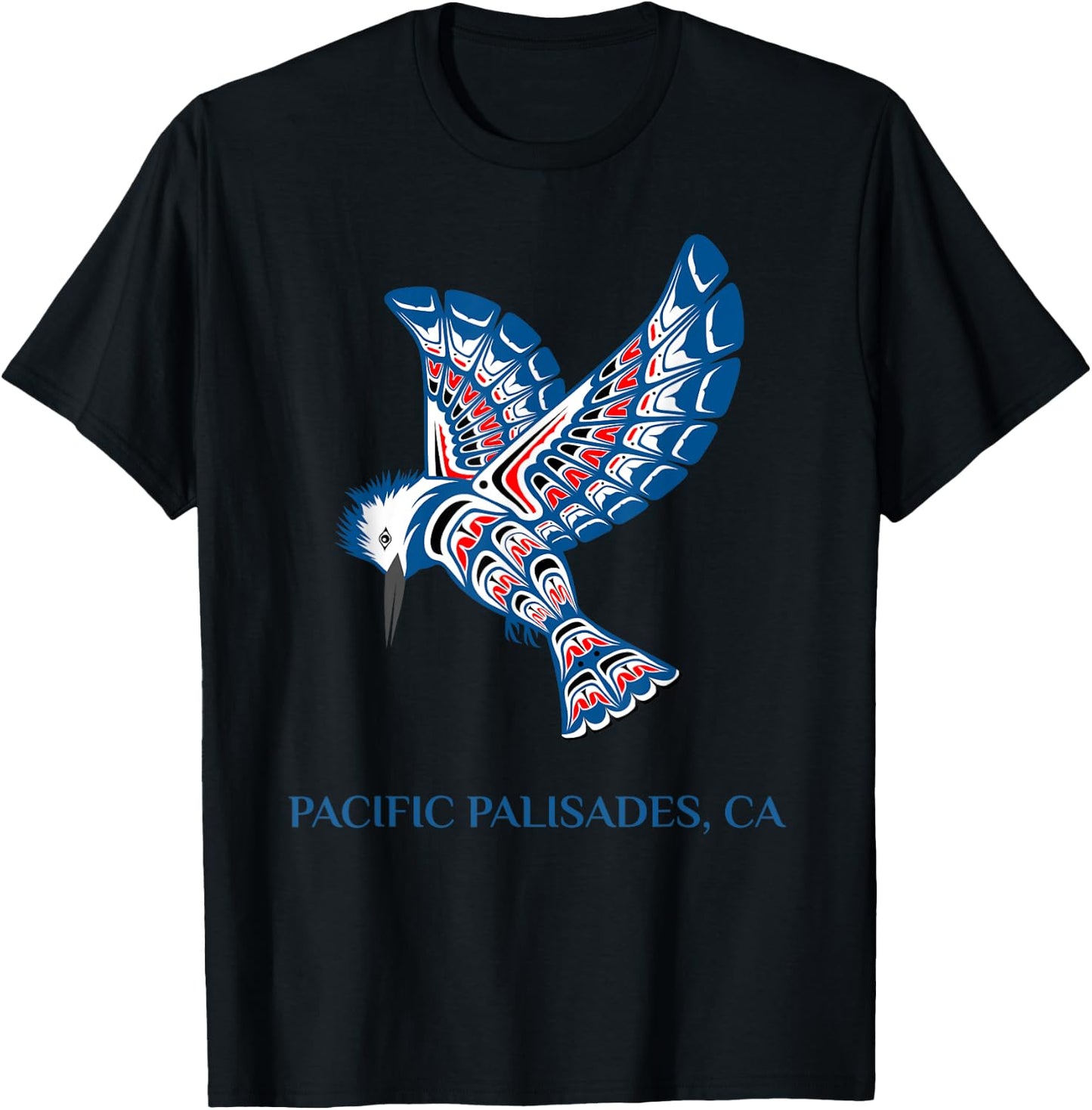 Native American Pacific Palisades Kingfisher Bird California T-Shirt - T-Shirt | Black