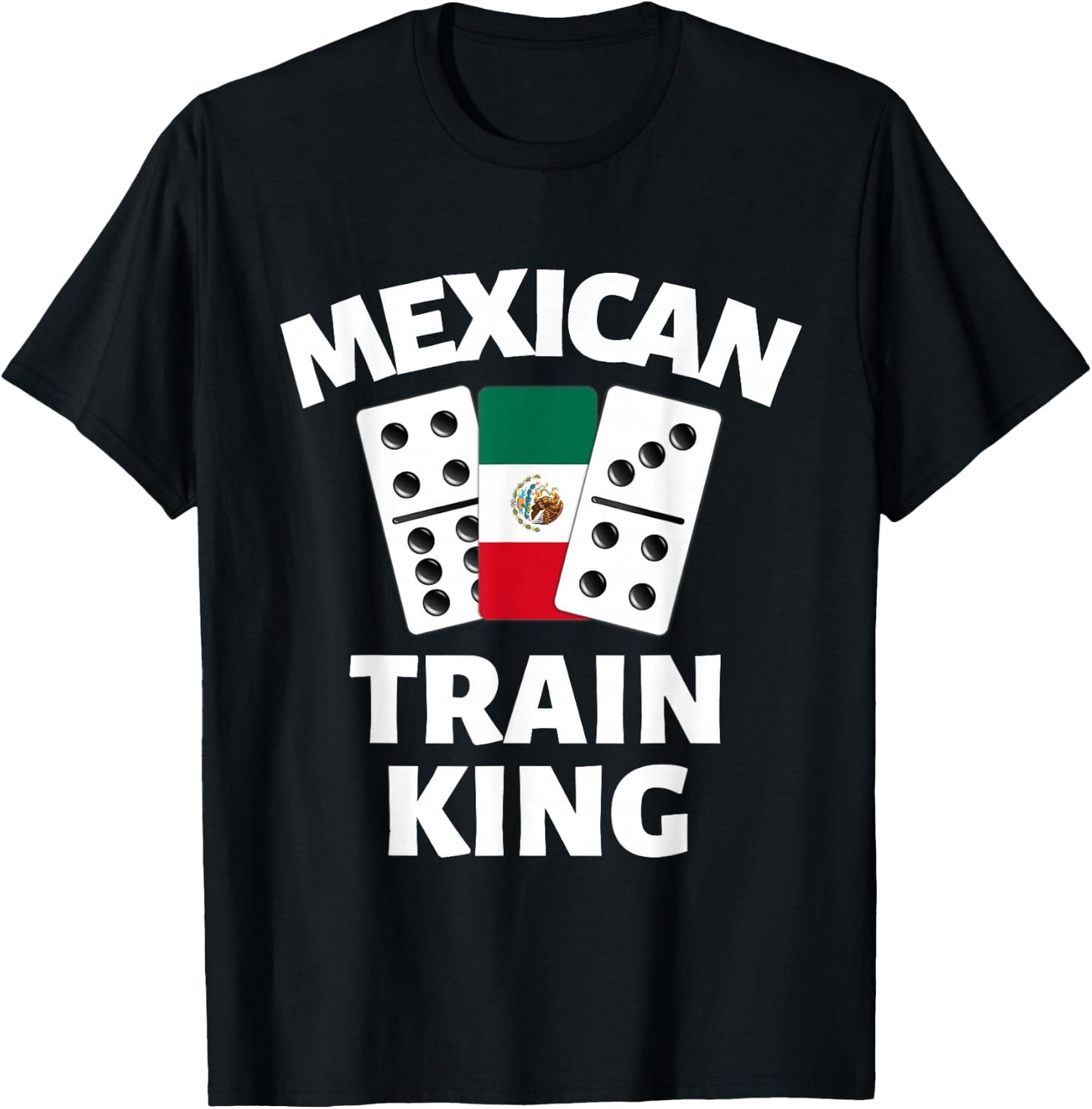 Dominoes Mexico Flag Dominoe Game Mexican Train King T-Shirt - T-Shirt | Black