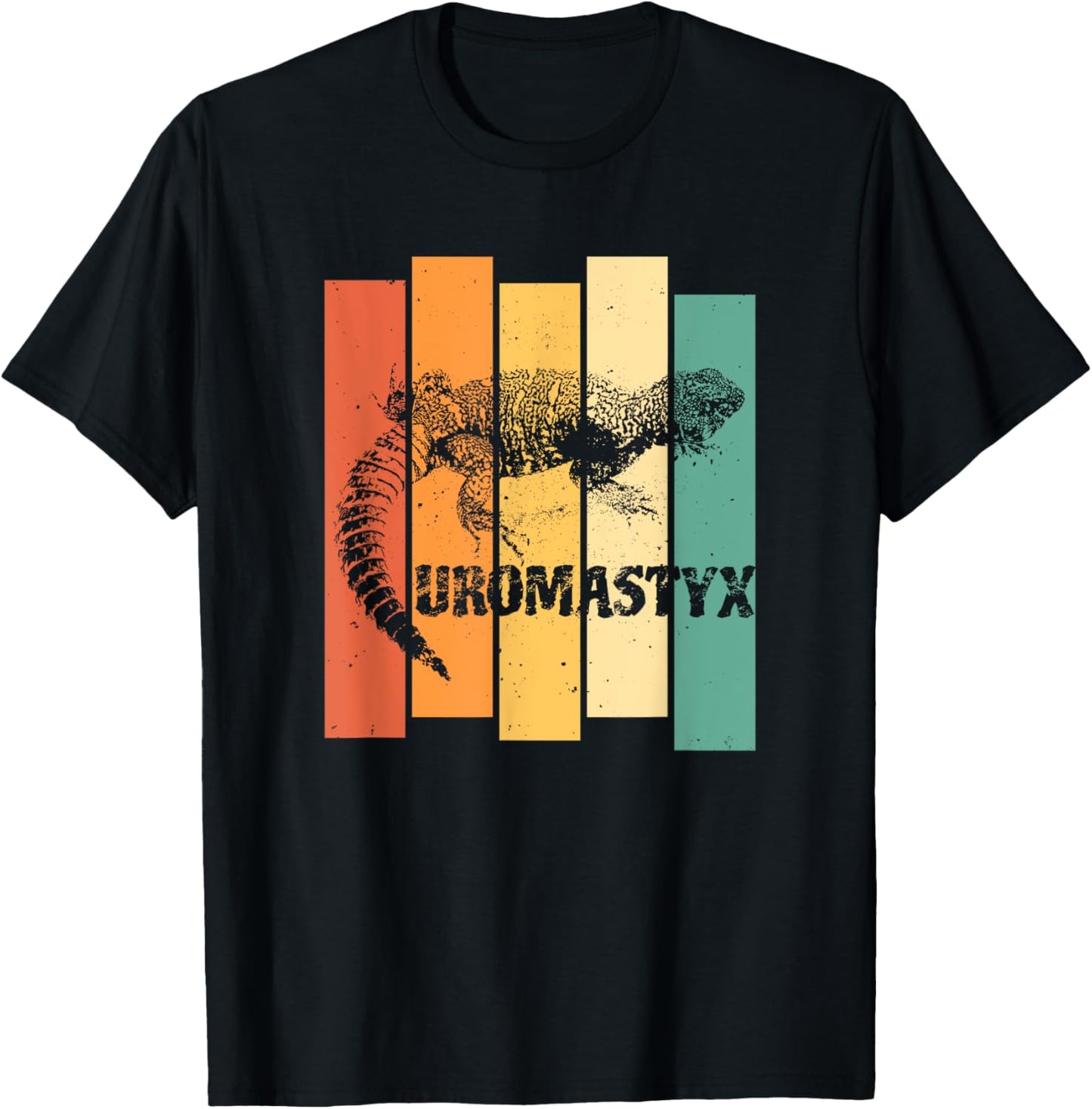 Uromastyx Spiktail Lizard Reptile Retro Colours T-Shirt - T-Shirt | Black