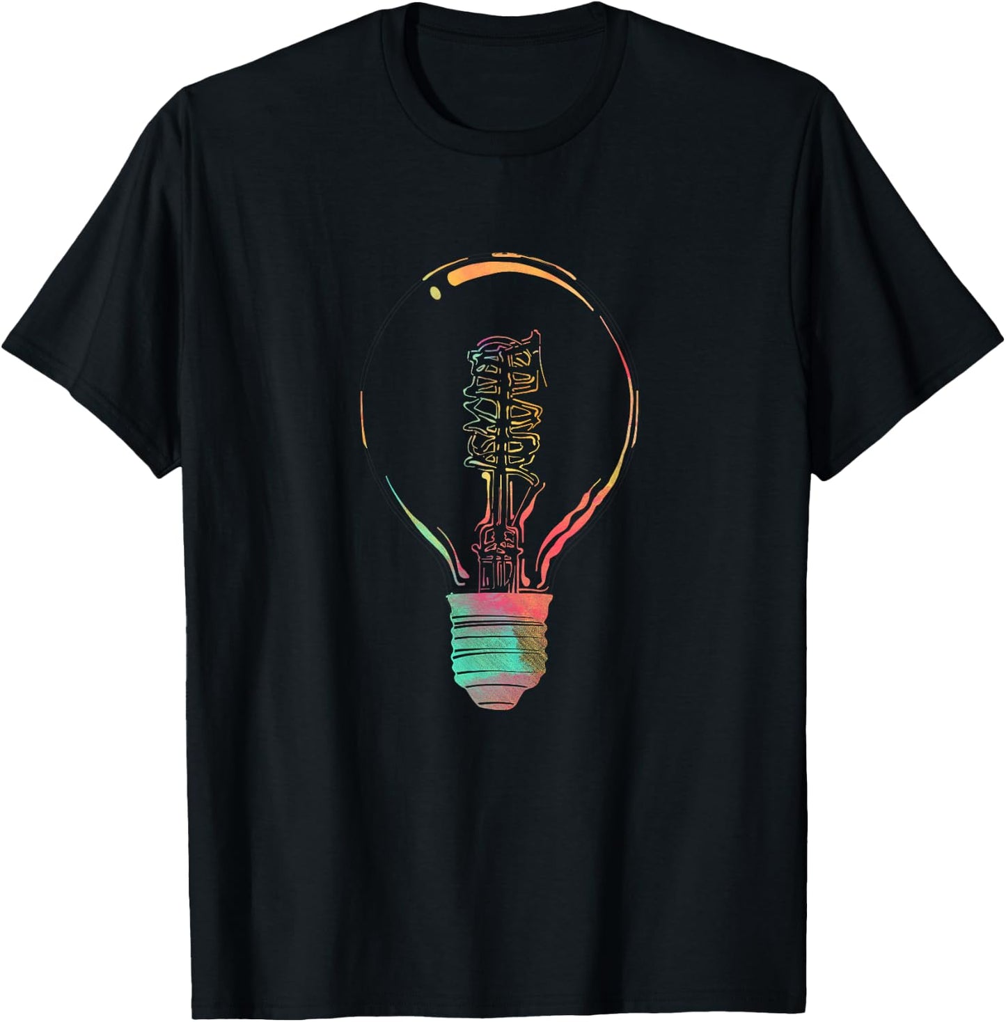 Electrician Gifts Men Women Colorful Light Bulb Lineman T-Shirt - T-Shirt | Black