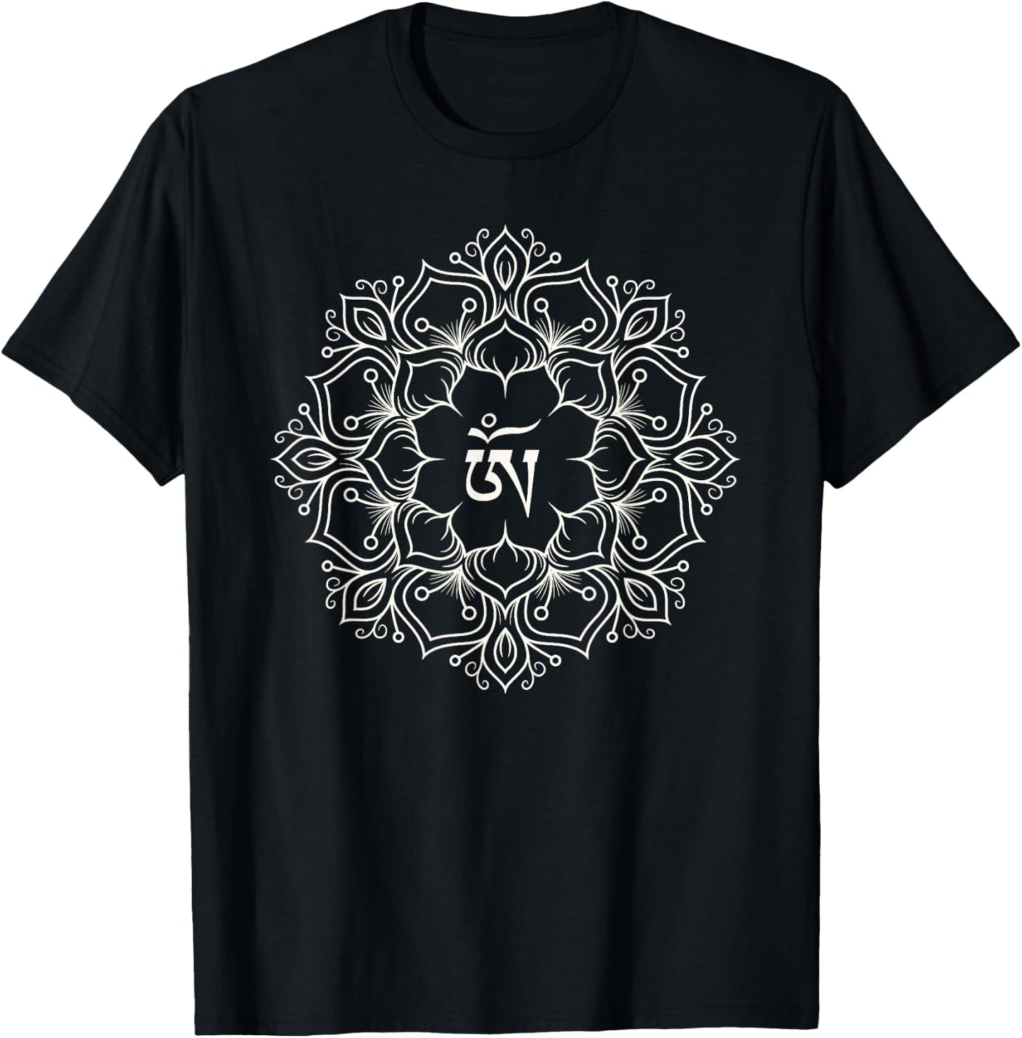 Flower Mandala Chakra OM Graphic Yoga Meditation T-Shirt - T-Shirt | Black