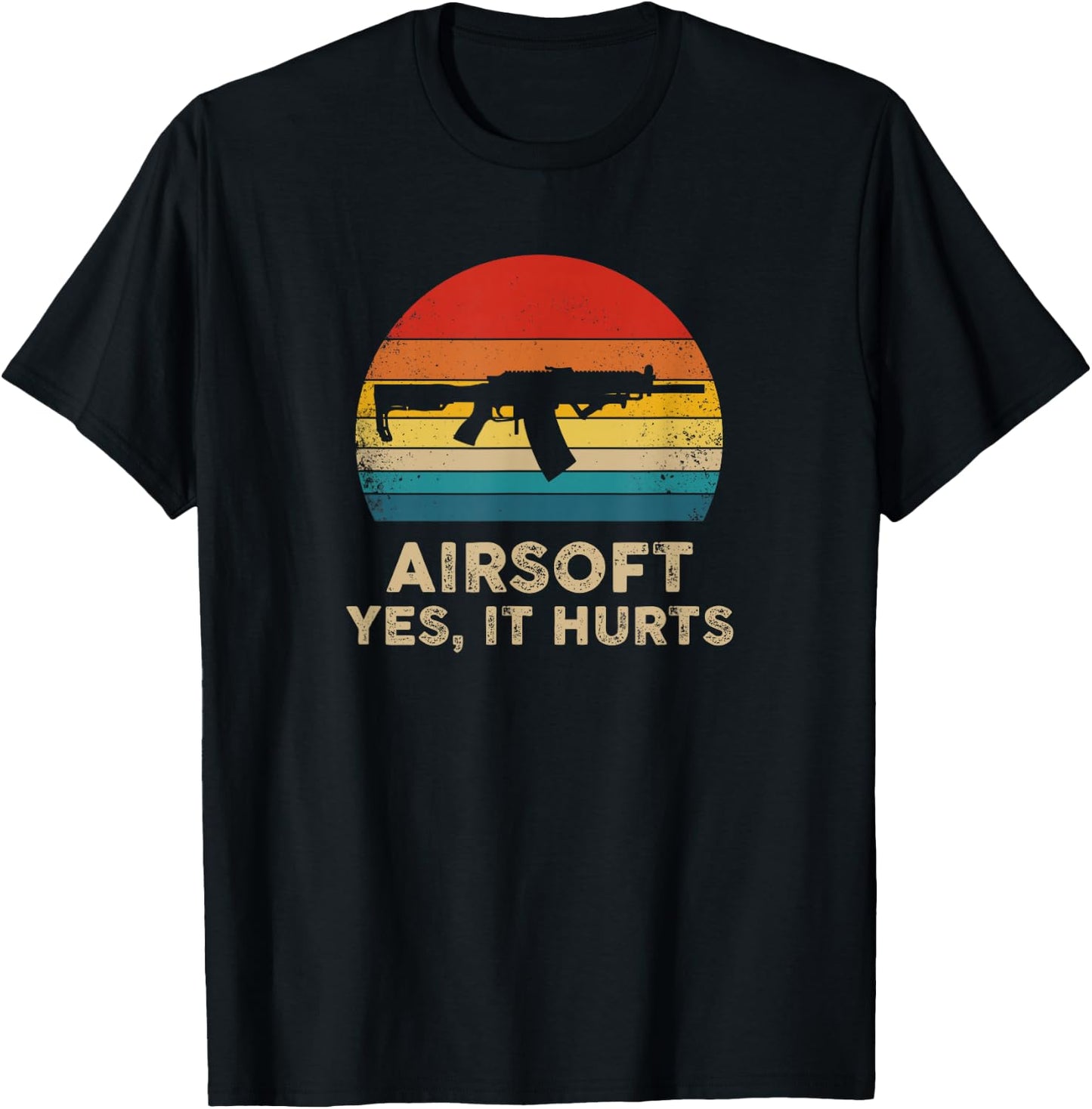 Funny Airsoft - Airsoft Yes, it Hurts - Retro T-Shirt - T-Shirt | Black