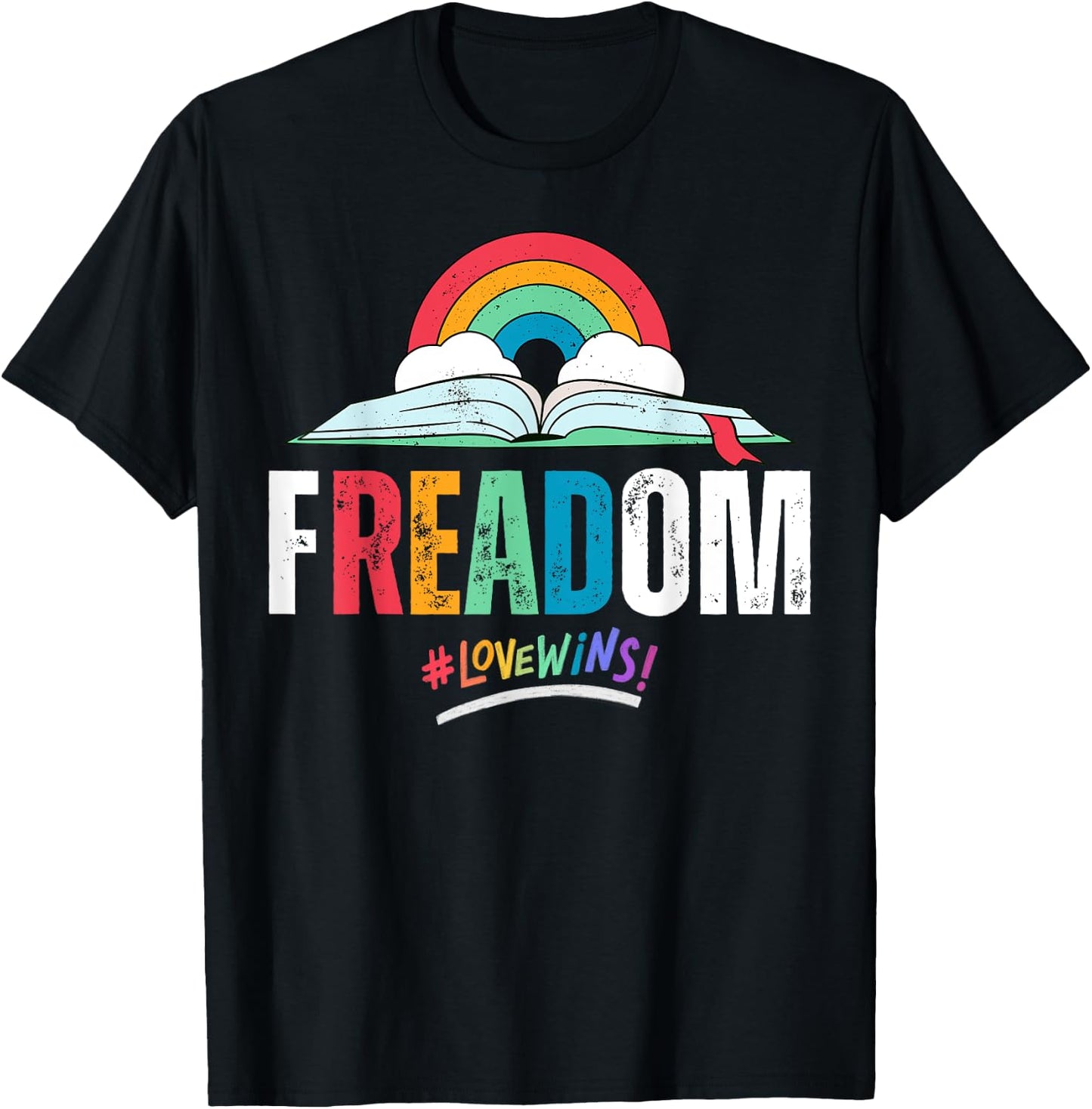 fREADom - I Read Banned Books - LGBTQ Reader Pride Librarian T-Shirt - T-Shirt | Black