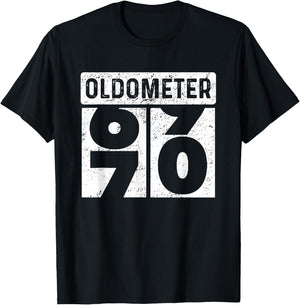 Oldometer Odometer Funny 70th Birthday Gift 70 yrs Old Joke T-Shirt - T-Shirt | Black