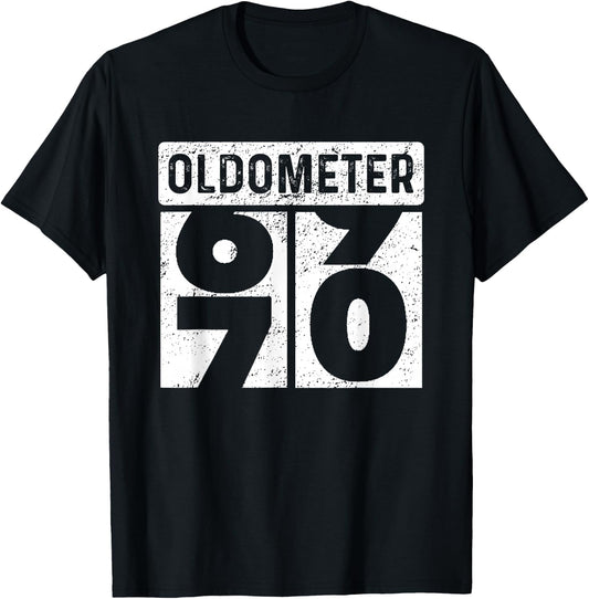 Oldometer Odometer Funny 70th Birthday Gift 70 yrs Old Joke T-Shirt - T-Shirt | Black