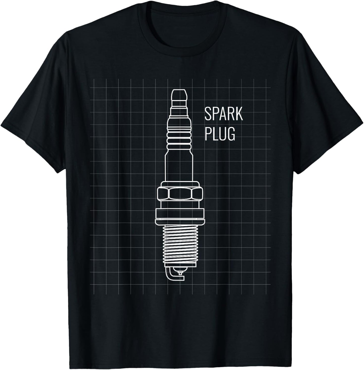 Spark Plug Blueprint - Fun engine and mechanics design T-Shirt - T-Shirt | Black