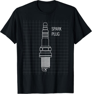 Spark Plug Blueprint - Fun engine and mechanics design T-Shirt - T-Shirt | Black