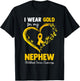 I Wear Gold For My Nephew Childhood Cancer Heart Ribbon T-Shirt - T-Shirt | Black