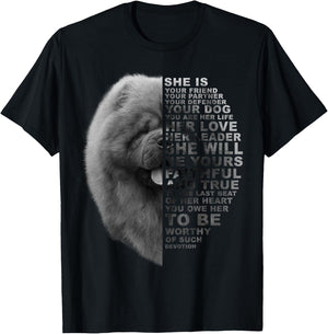 She Is Your Friend Your Partner Your Dog Chow Chow Dog Lover Women Kids T-Shirt - T-Shirt | Black