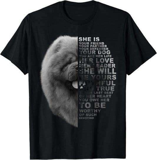 She Is Your Friend Your Partner Your Dog Chow Chow Dog Lover Women Kids T-Shirt - T-Shirt | Black