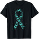 Teal Ribbon Butterflies Ovarian Cancer Awareness T-Shirt - T-Shirt | Black