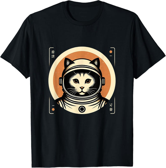 Space Cat Japanese Astronaut Kawaii Cat Cute Galaxy Cat Men Women Girls Kids T-Shirt - T-Shirt | Black