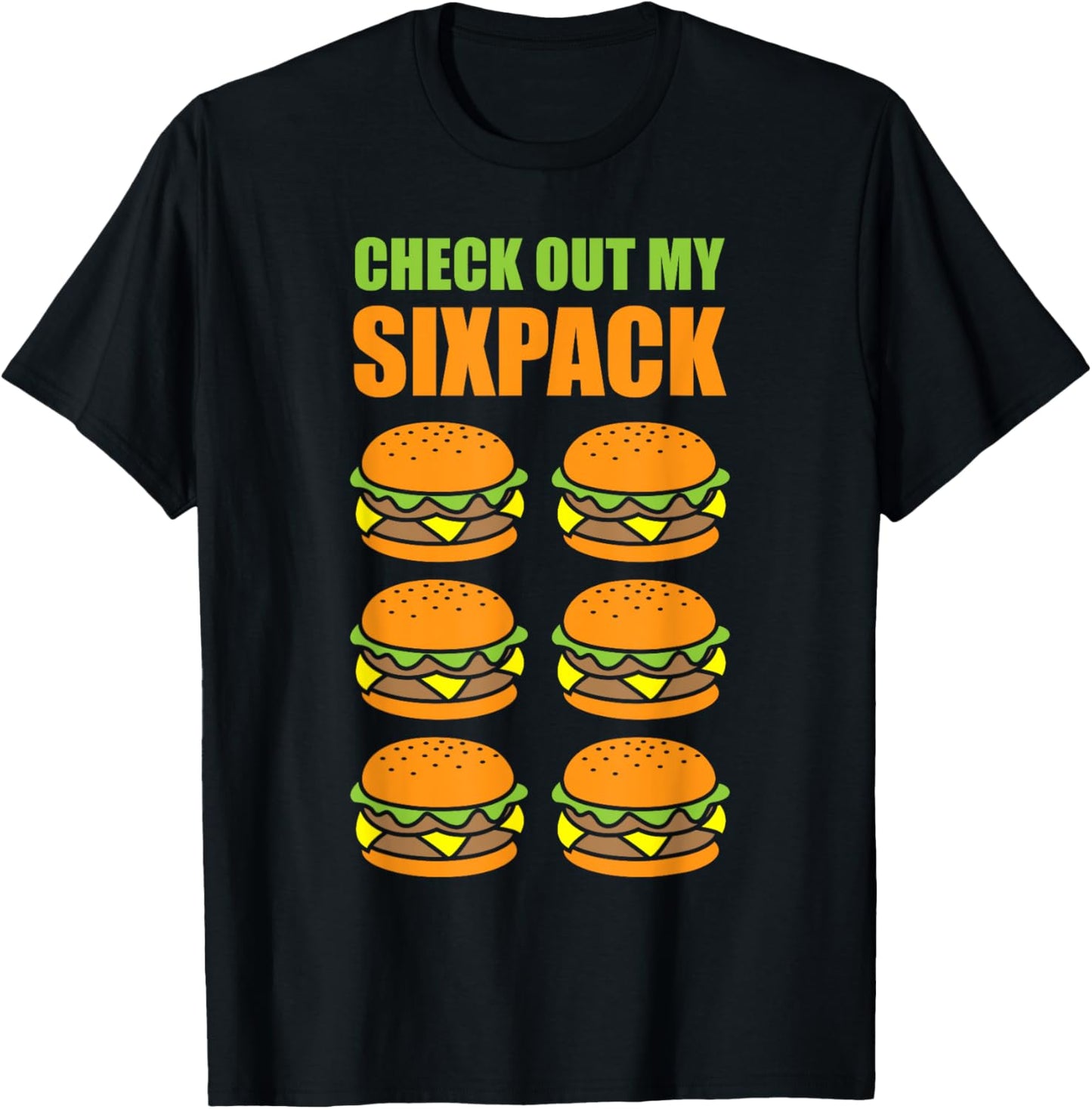 Cute Check Out My Six Pack Hamburger Abs For Cool Boys T-Shirt - T-Shirt | Black