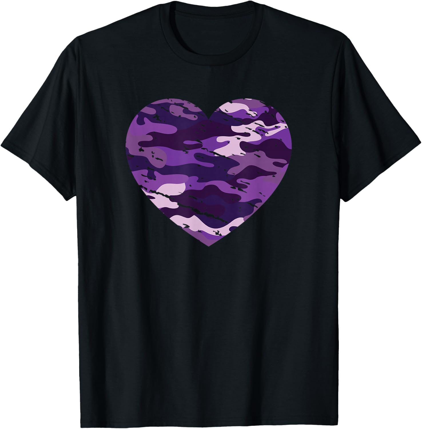 Camouflage Purple Lavender Camo Aesthetic T-Shirt - T-Shirt | Black