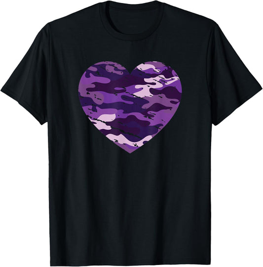 Camouflage Purple Lavender Camo Aesthetic T-Shirt - T-Shirt | Black