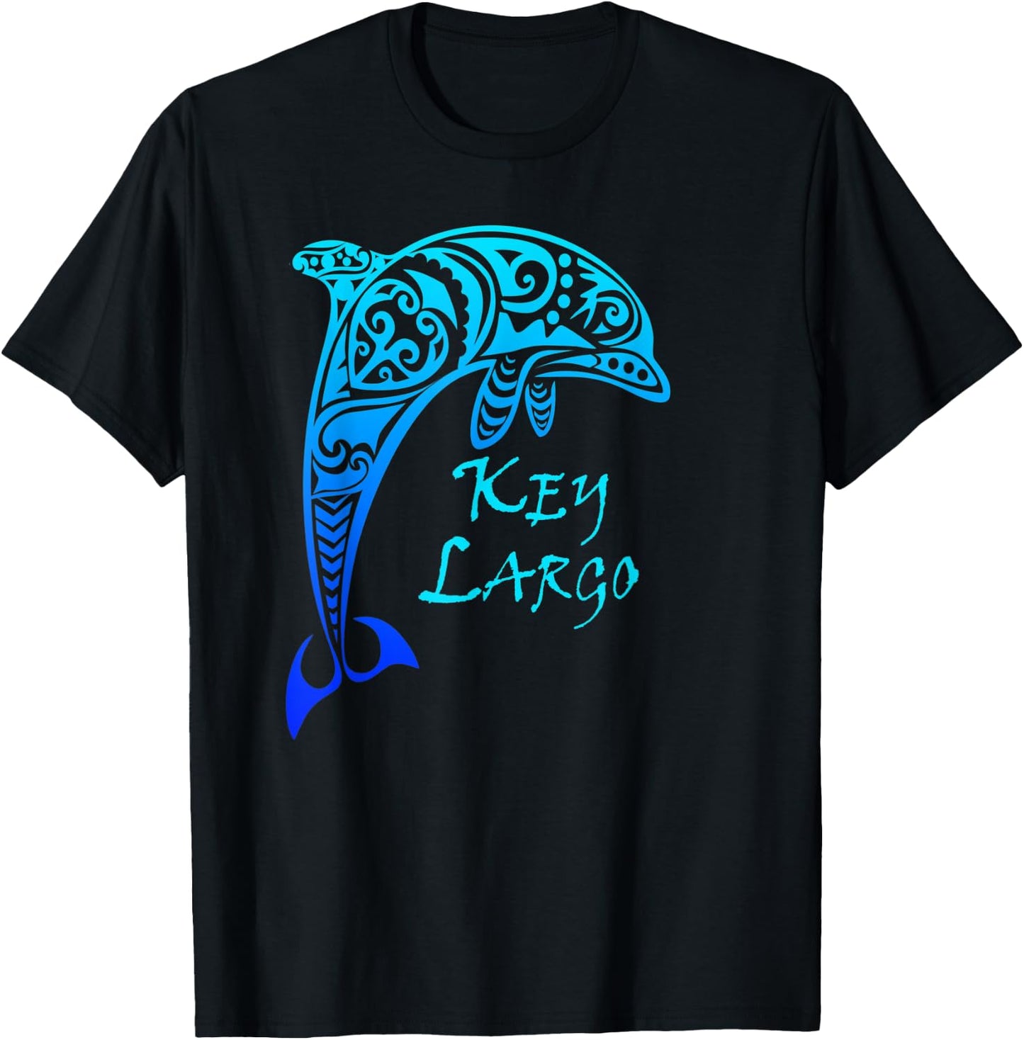 Key Largo, Florida Keys Vintage Tribal Dolphin Vacation T-Shirt - T-Shirt | Black