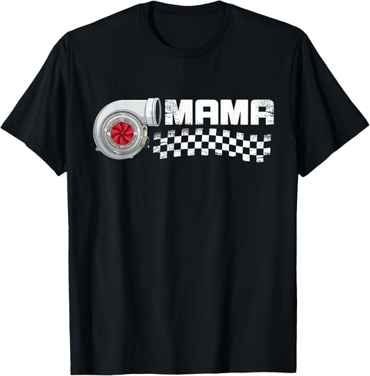 Birthday Party Matching Family pit crew race car Mama T-Shirt - T-Shirt | Black