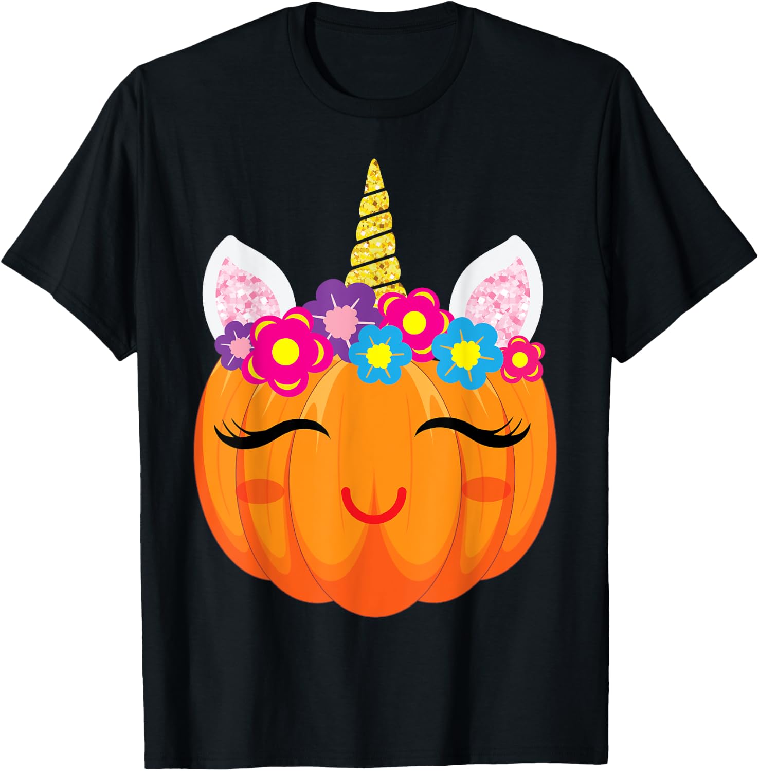 Cute Unicorn Girls Halloween Pumpkin Patch Costume Women T-Shirt - T-Shirt | Black