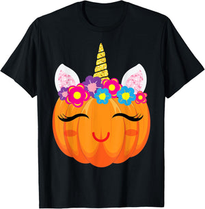 Cute Unicorn Girls Halloween Pumpkin Patch Costume Women T-Shirt - T-Shirt | Black