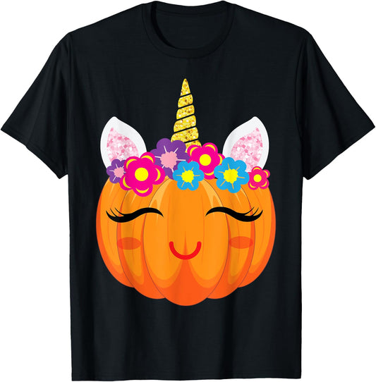 Cute Unicorn Girls Halloween Pumpkin Patch Costume Women T-Shirt - T-Shirt | Black