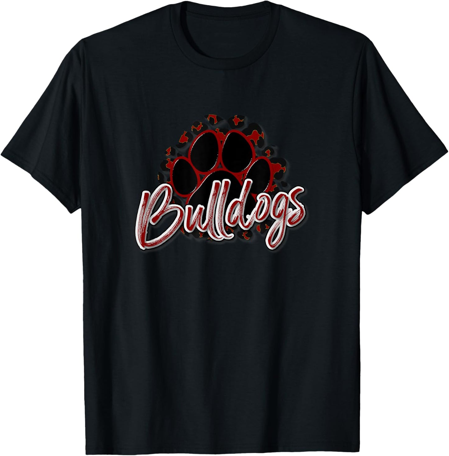 Bulldogs Maroon Black Cheetah School Sports Fan Team Spirit T-Shirt - T-Shirt | Black