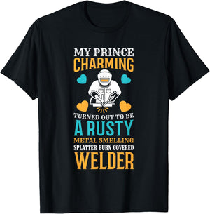 Welder Wife Mom Girlfriend Cute Funny Welding Weld Welders T-Shirt - T-Shirt | Black