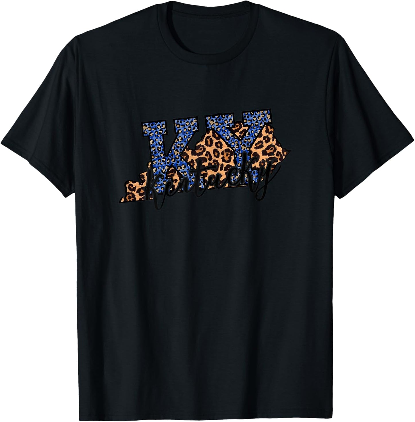 Kentucky Leopard Print KY Pride Kentucky Girl Cute State T-Shirt - T-Shirt | Black