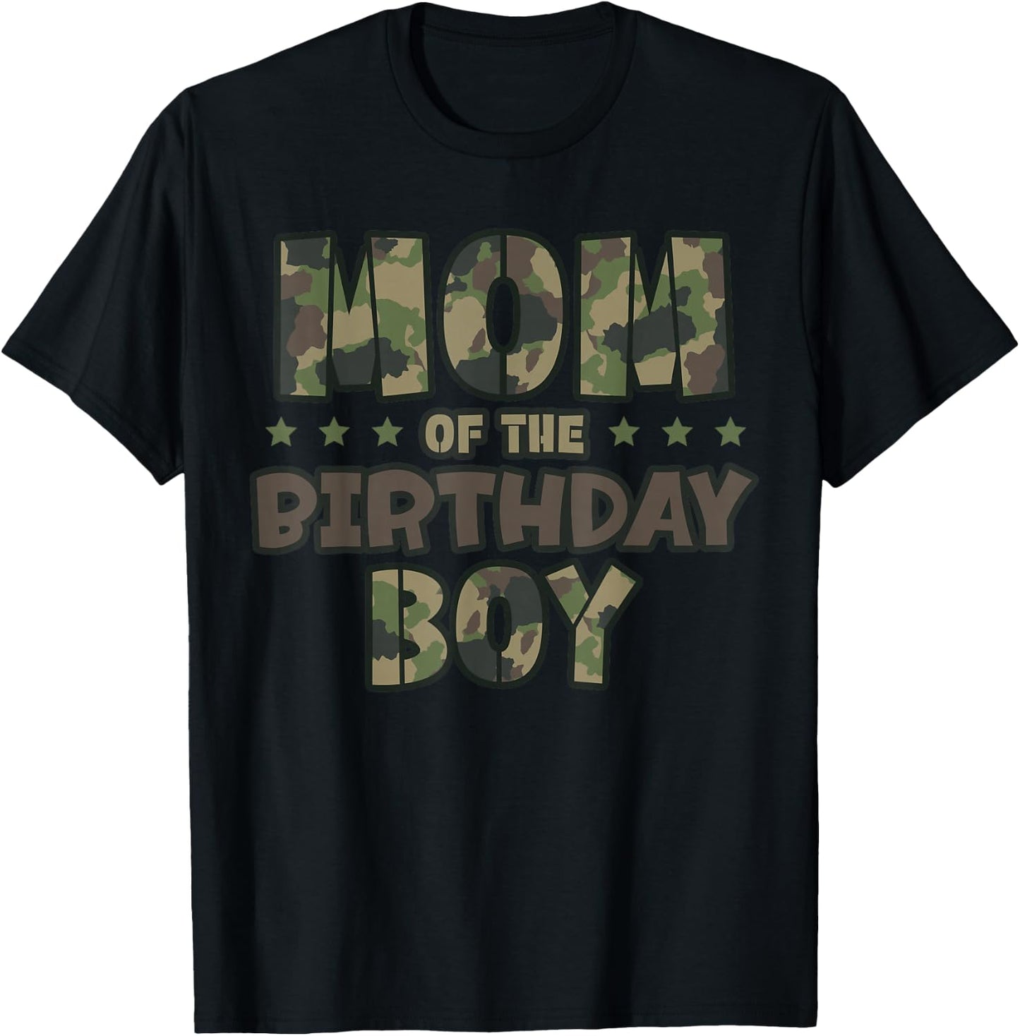 Mom of The Birthday Boy Camo Mother's Matching Family Party T-Shirt - T-Shirt | Black