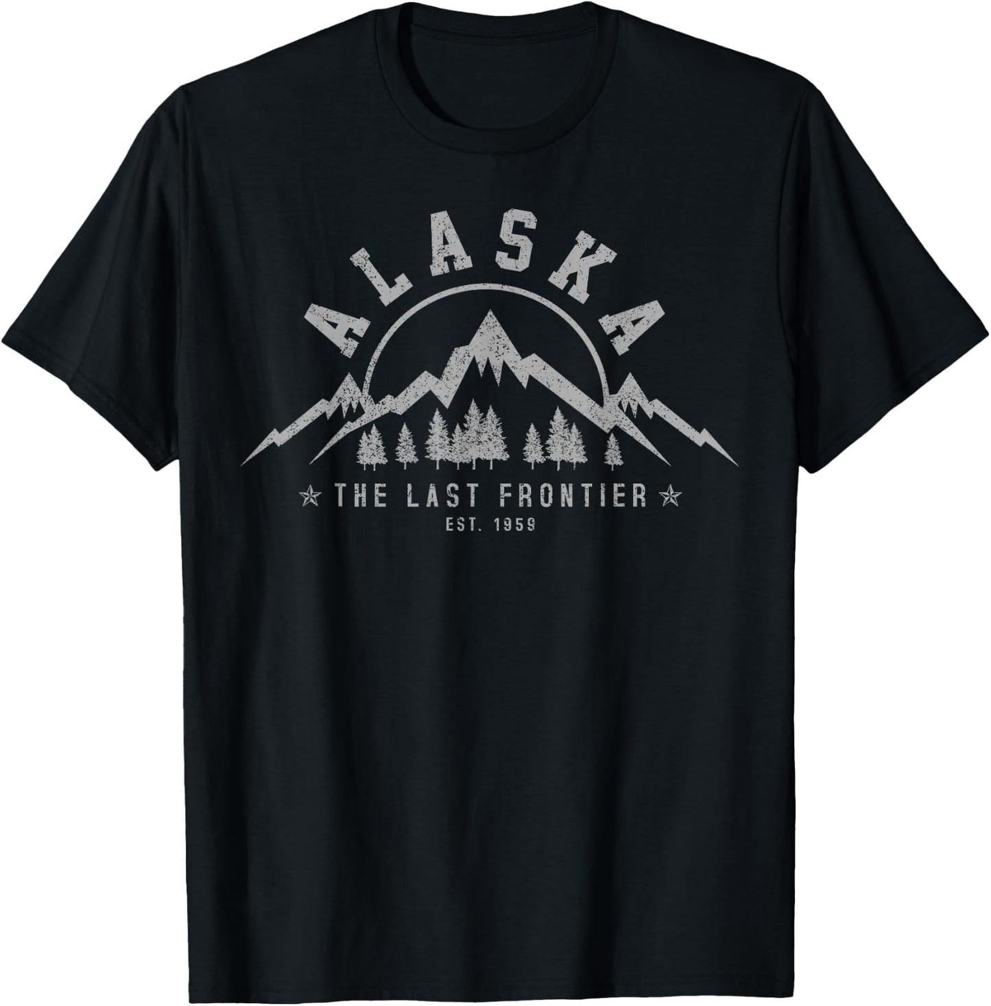 Alaska The Last Frontier Est. 1959 Mountains Nature Gift T-Shirt - T-Shirt | Black