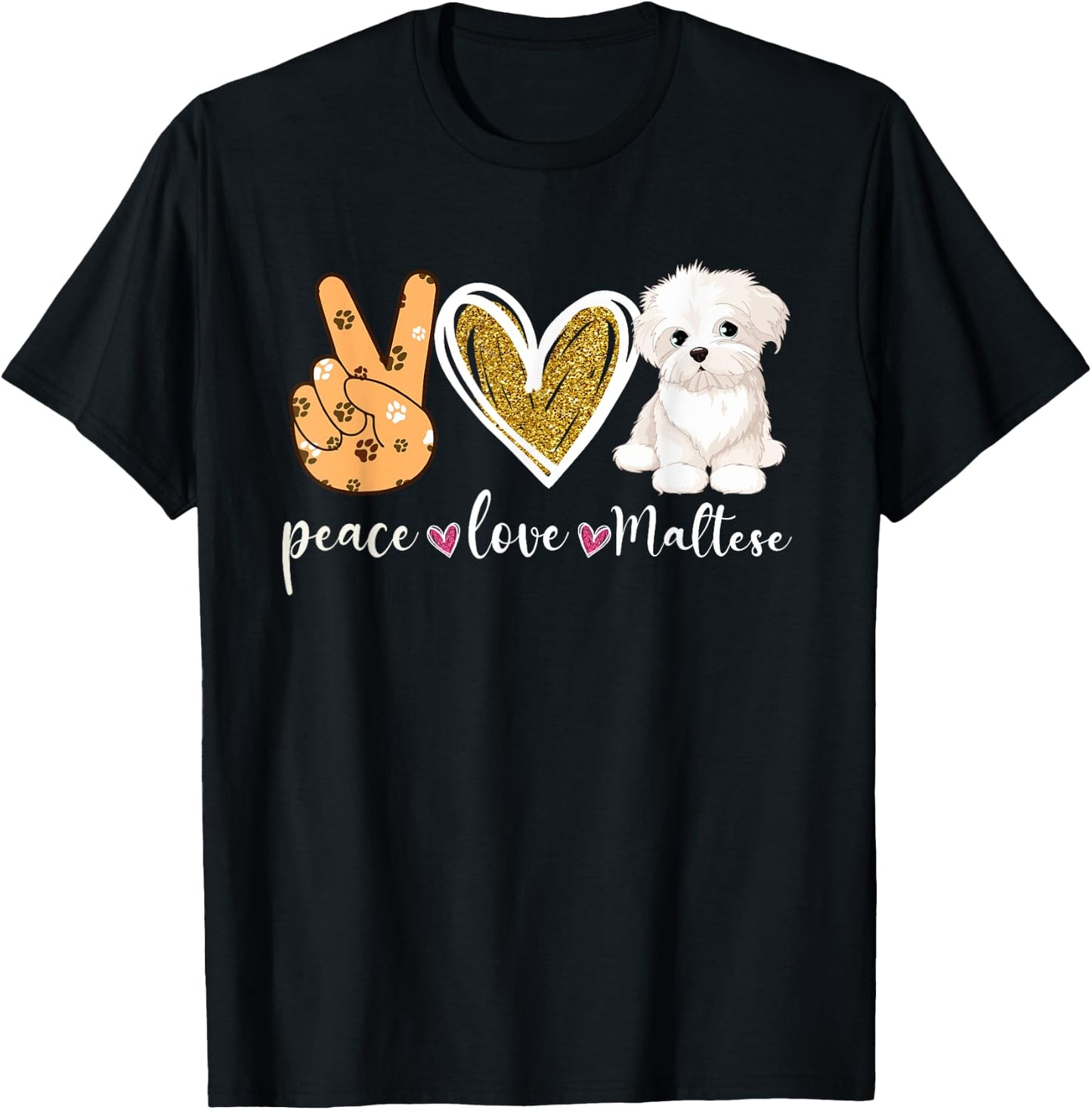 Vintage Maltese Lover Dog Dad Dog Mom -Adults and Kids Black Modern Short Sleeve T-Shirt - T-Shirt | Black