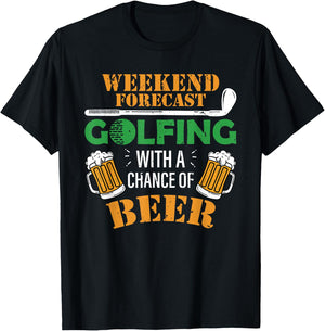 Funny Golf And Beer T Shirt Golfing With A Chance Of Beer T-Shirt - T-Shirt | Black