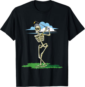 Golfing Skeleton Halloween Men Golf Halloween Golfer T-Shirt - T-Shirt | Black