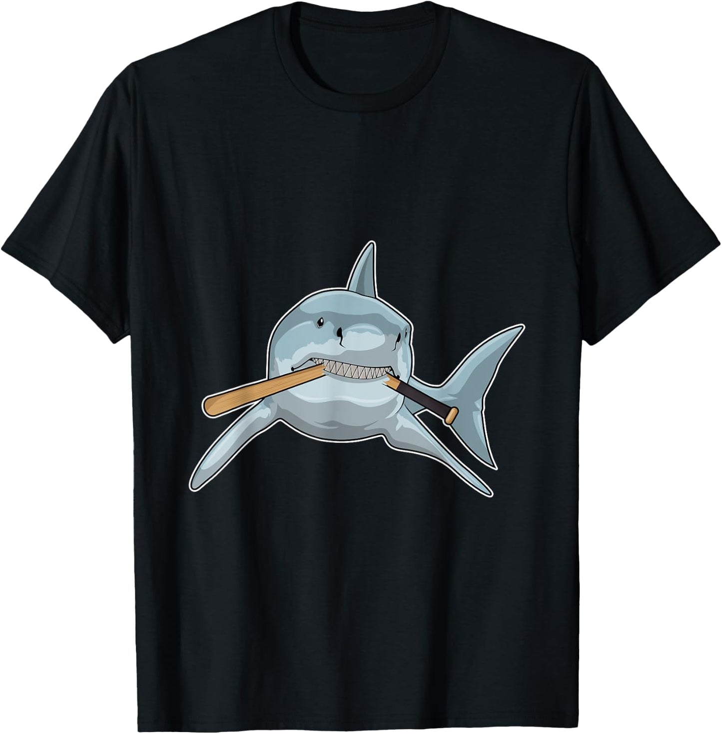Shark Baseball Baseball bat Sports T-Shirt - T-Shirt | Black