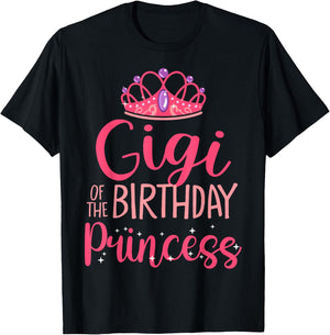 Gigi of The Birthday Princess Crown Matching Family B-Day T-Shirt - T-Shirt | Black