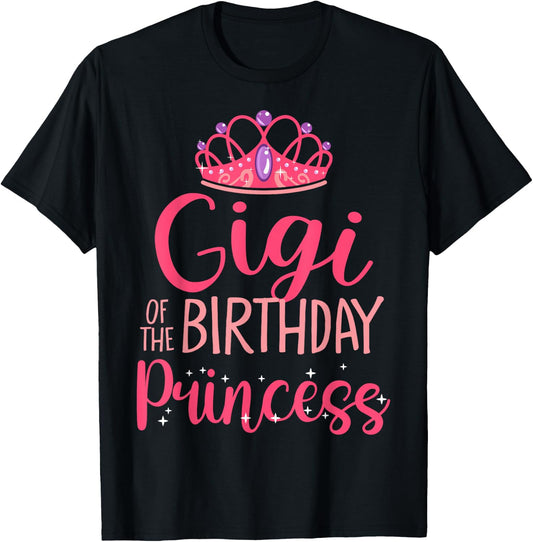 Gigi of The Birthday Princess Crown Matching Family B-Day T-Shirt - T-Shirt | Black