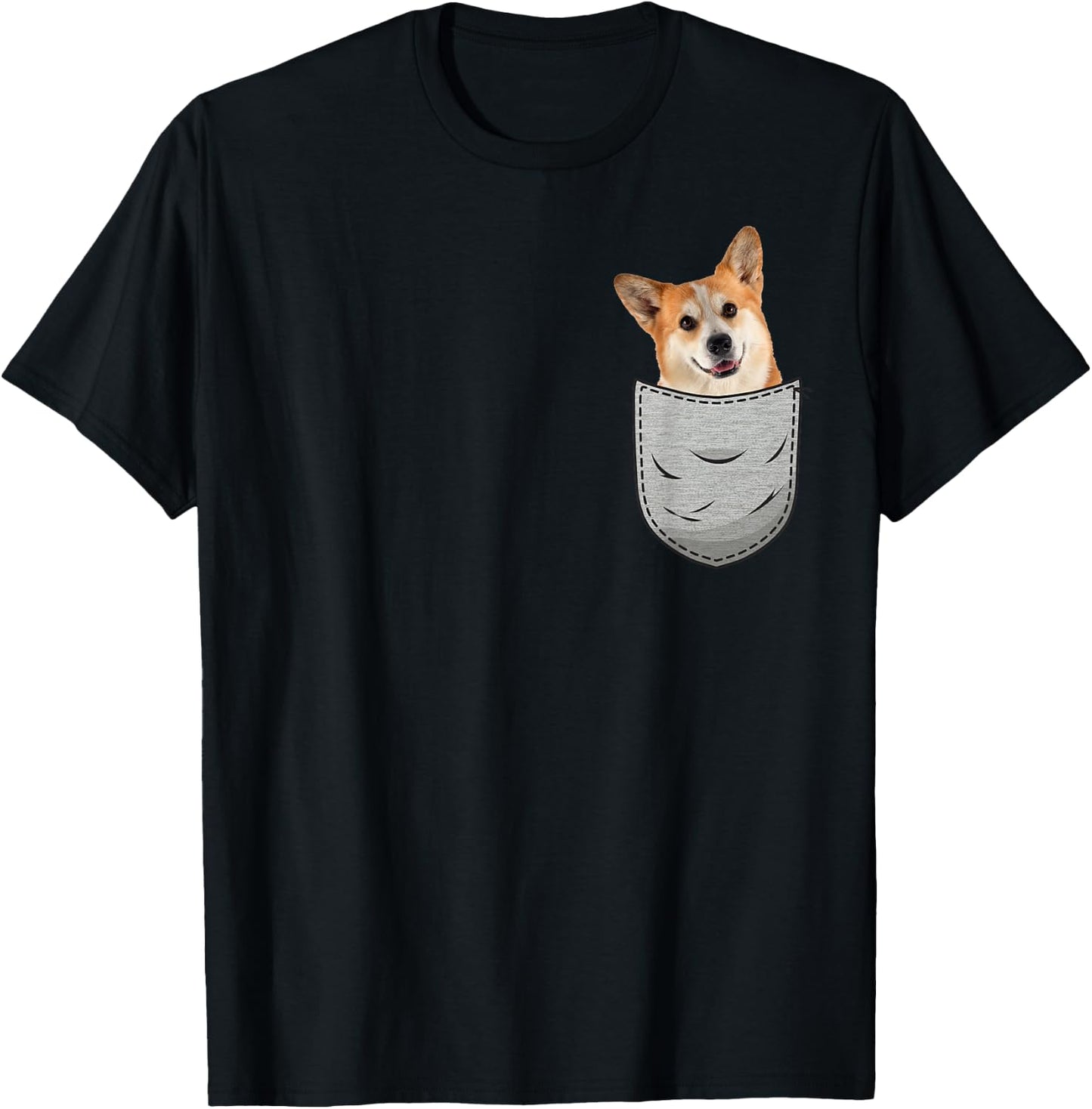 Welsh Corgi Pembroke Chest Pocket for Dog Owners T-Shirt - T-Shirt | Black