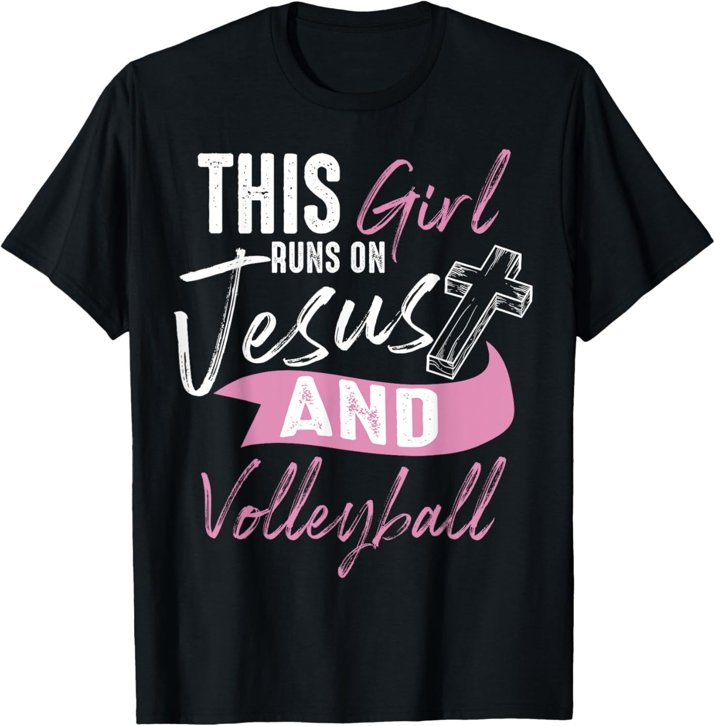 Cool Volleyball Gifts Funny Teen Girl Run On Jesus T-Shirt - T-Shirt | Black