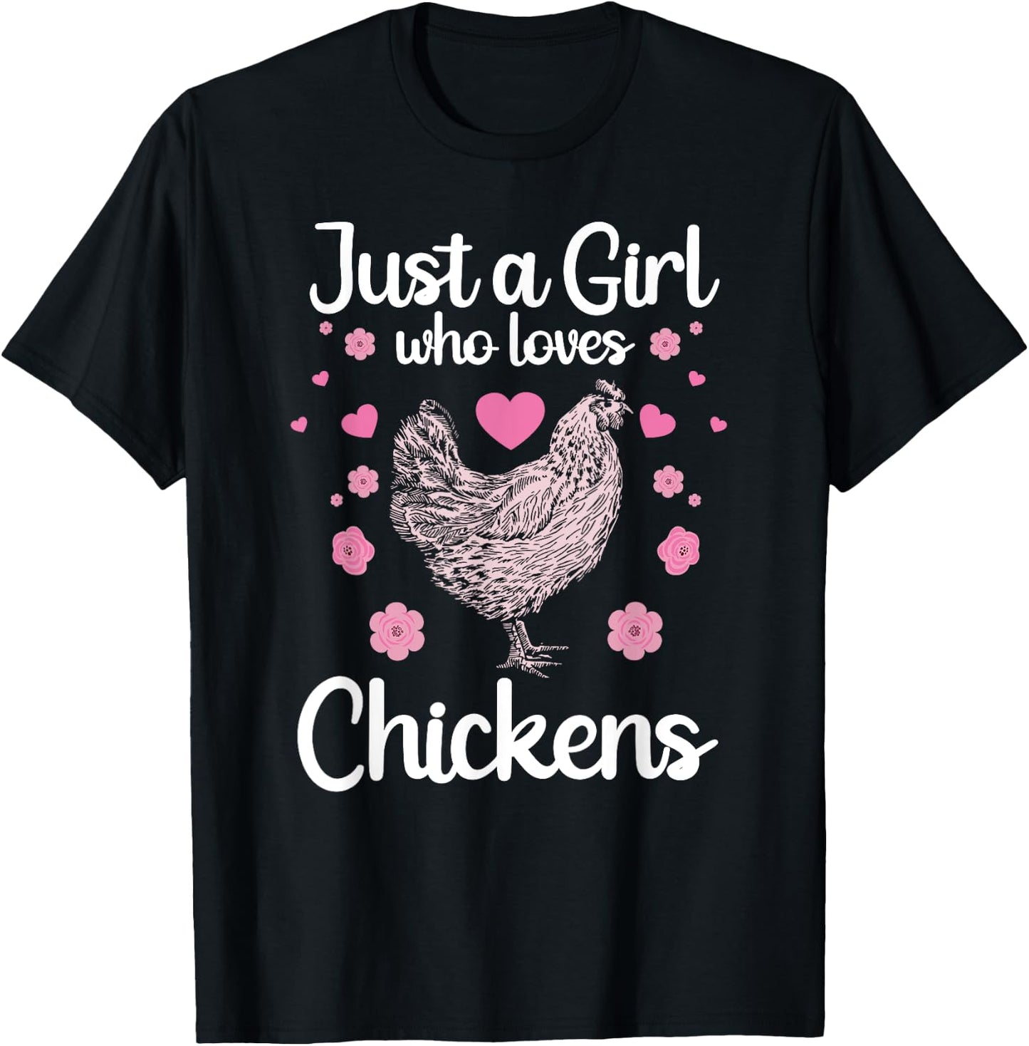 Funny Girl Chicken Design For Kids Women Mom Chicken Lover T-Shirt - T-Shirt | Black