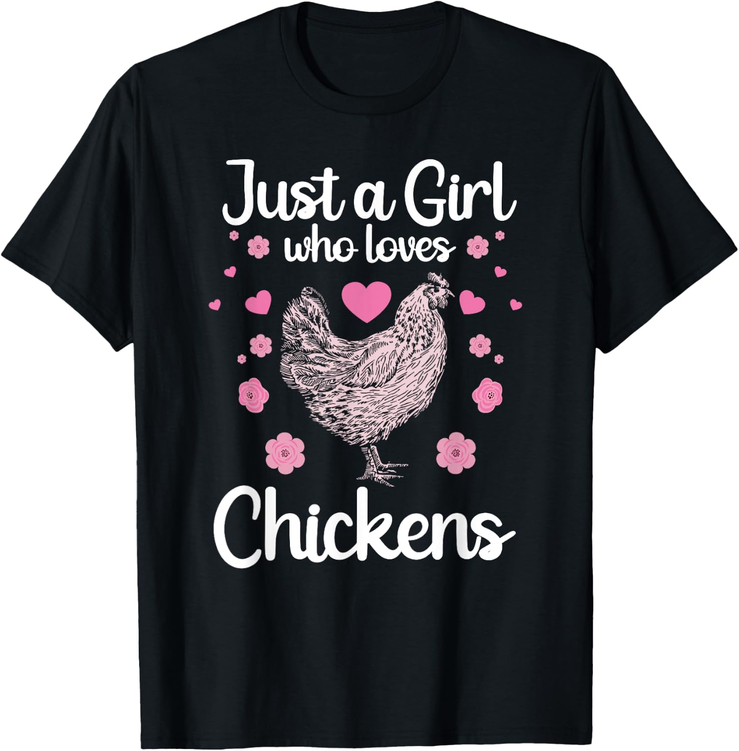 Funny Girl Chicken Design For Kids Women Mom Chicken Lover T-Shirt - T-Shirt | Black