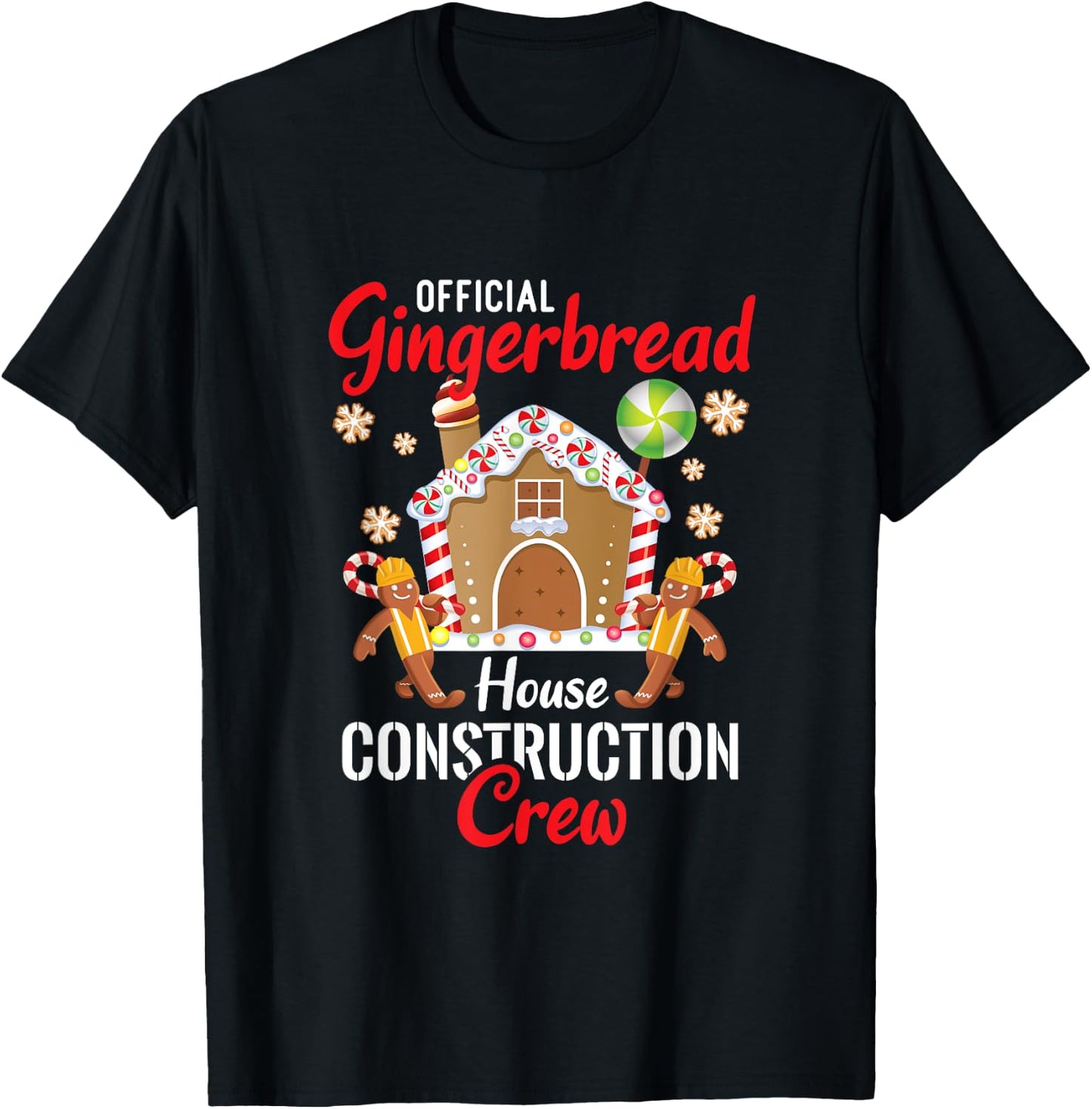 Gingerbread Construction Crew Christmas Matching Group T-Shirt - T-Shirt | Black