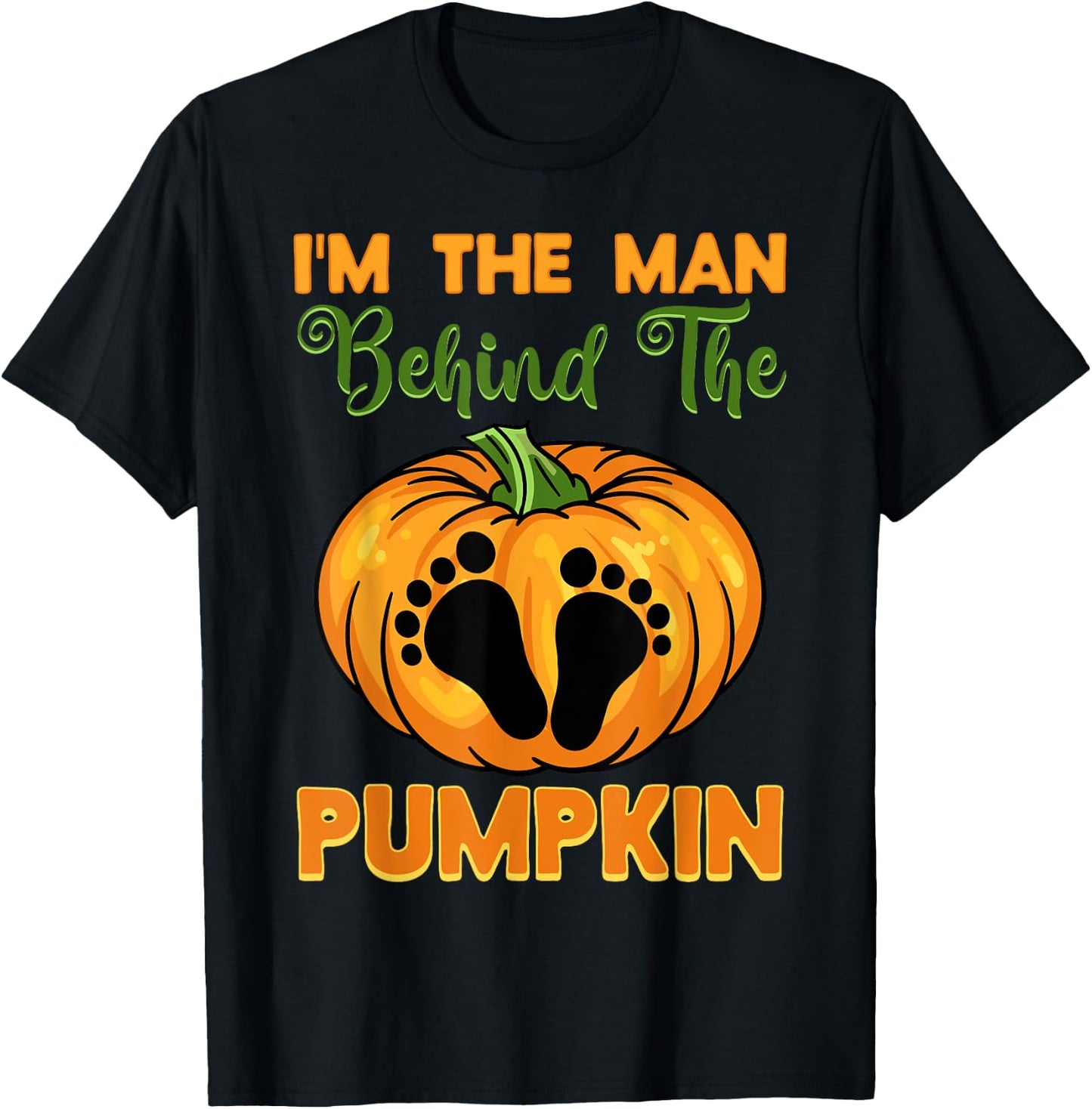 Halloween Gender Reveal Party The Man Behind The Pumpkin T-Shirt - T-Shirt | Black