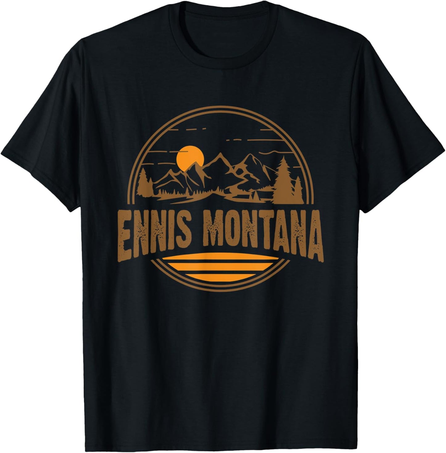 Vintage Ennis, Montana Mountain Hiking Souvenir Print T-Shirt - T-Shirt | Black