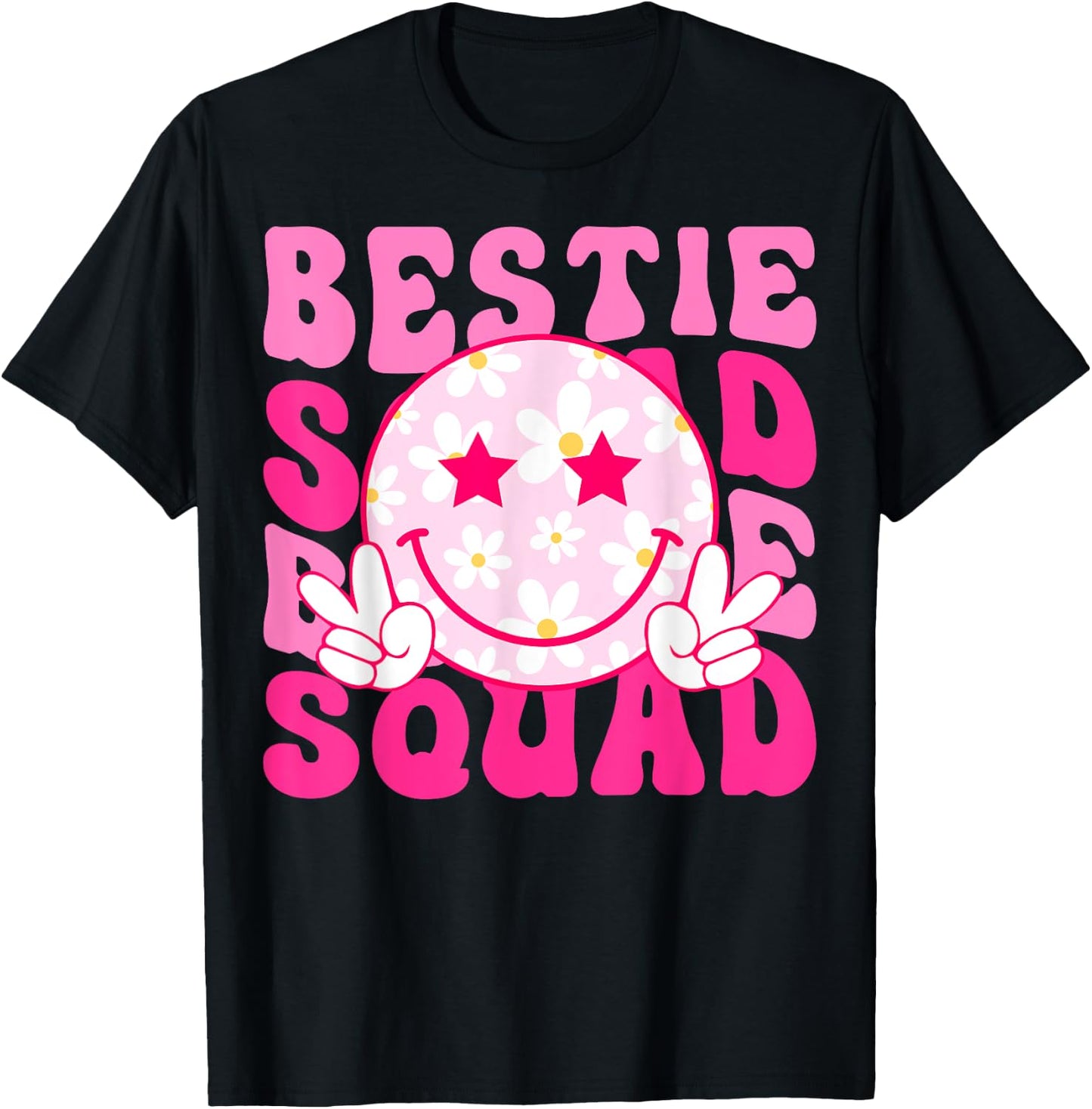 Groovy Bestie Squad Best Friend Matching Squad T-Shirt - T-Shirt | Black
