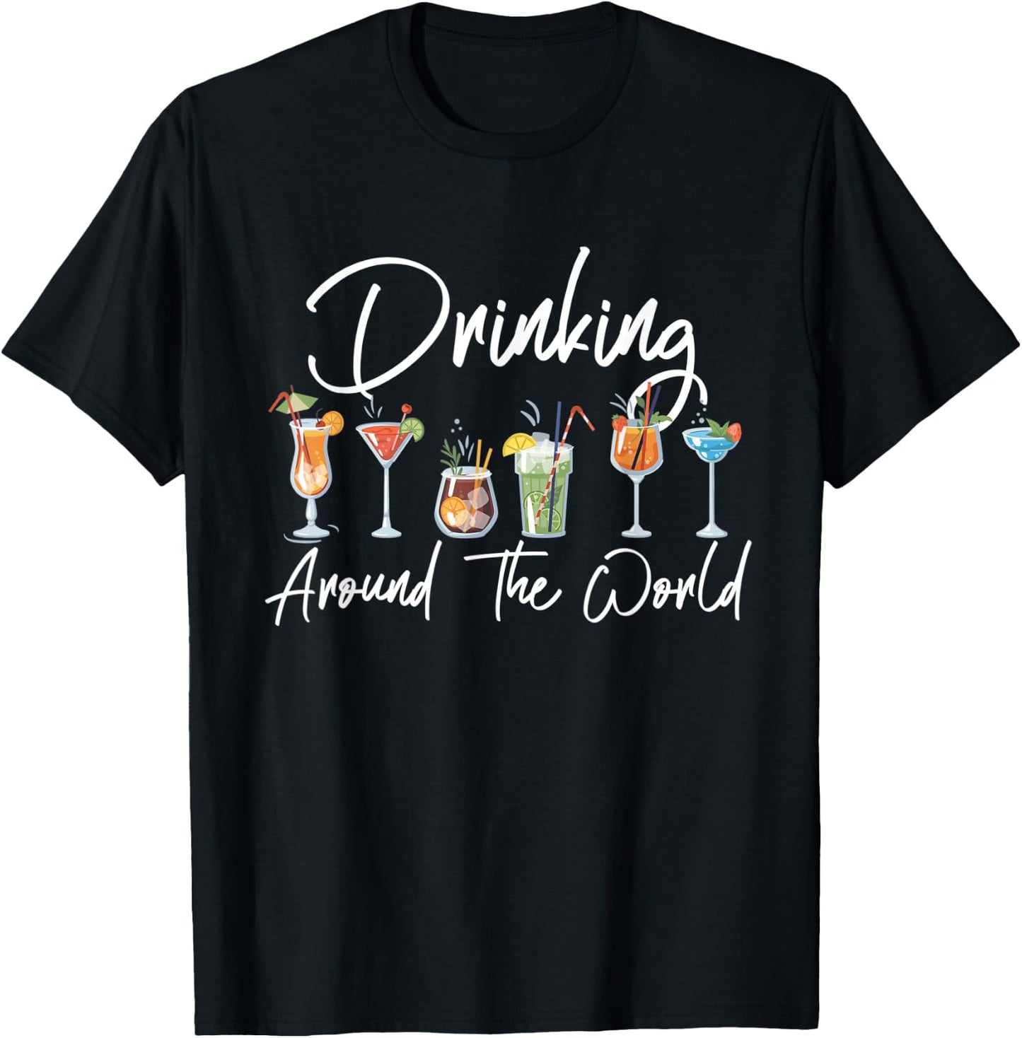 Drinking Around the World Adult Vacation Showcase 11 Country T-Shirt - T-Shirt | Black