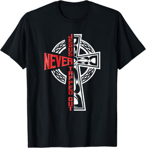Jesus Never Tapped Out Christian Faith Wrestling T-Shirt - T-Shirt | Black