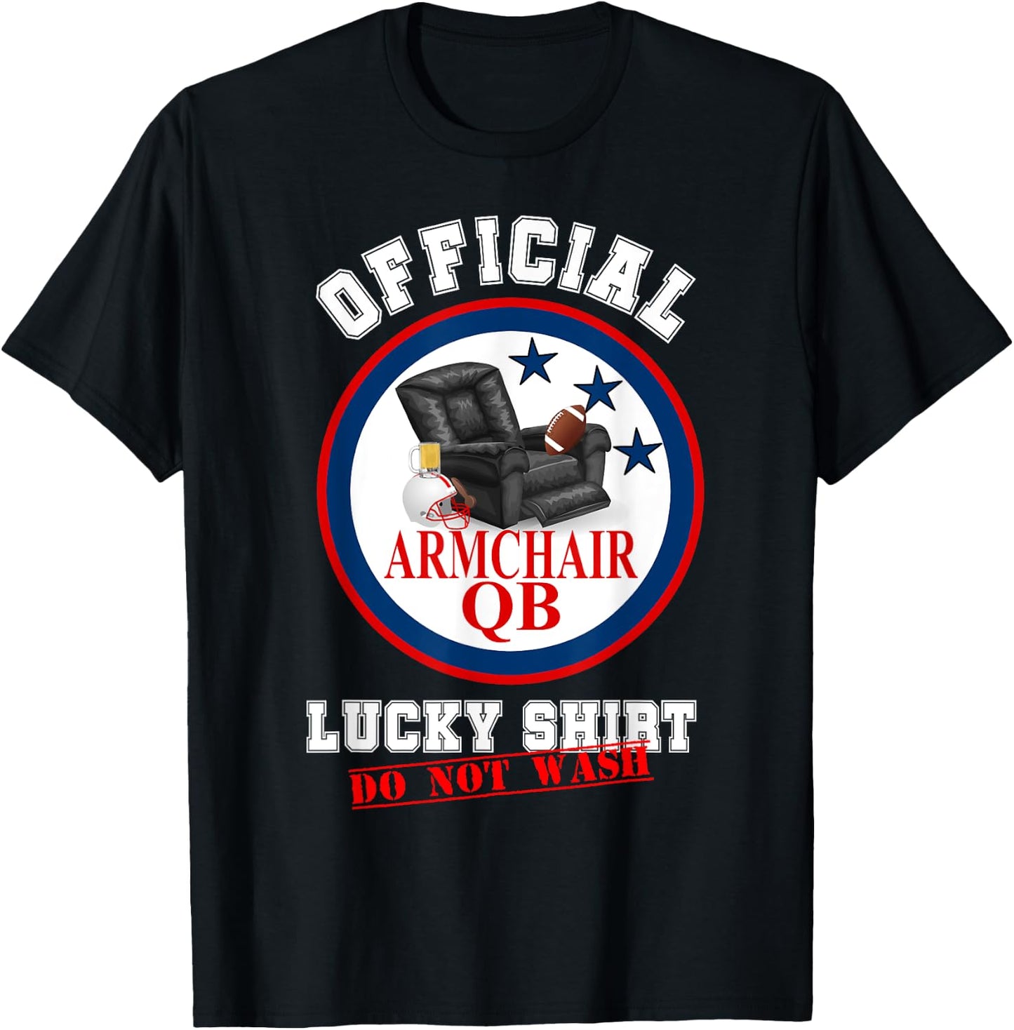 Funny Armchair QB Quarterback Fantasy Football Lucky Shirt T-Shirt - T-Shirt | Black
